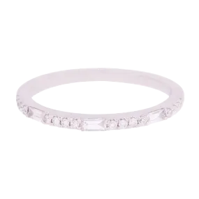 White Gold Round & Baguette Diamond Band