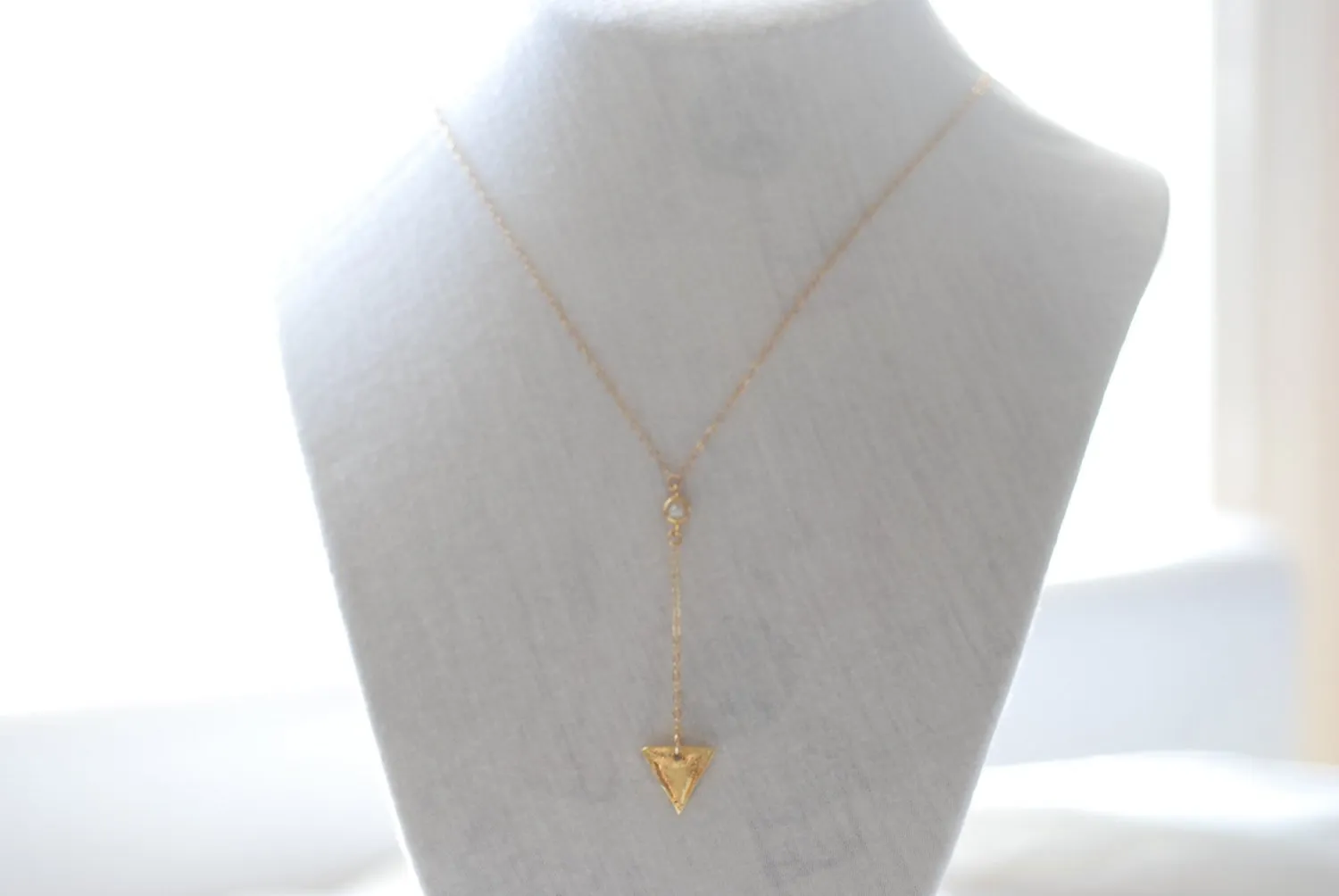 Wholesale Gold Triangle Necklace, Triangle Lariat Necklace, Gold Bar Lariat, Dainty Everyday Necklace