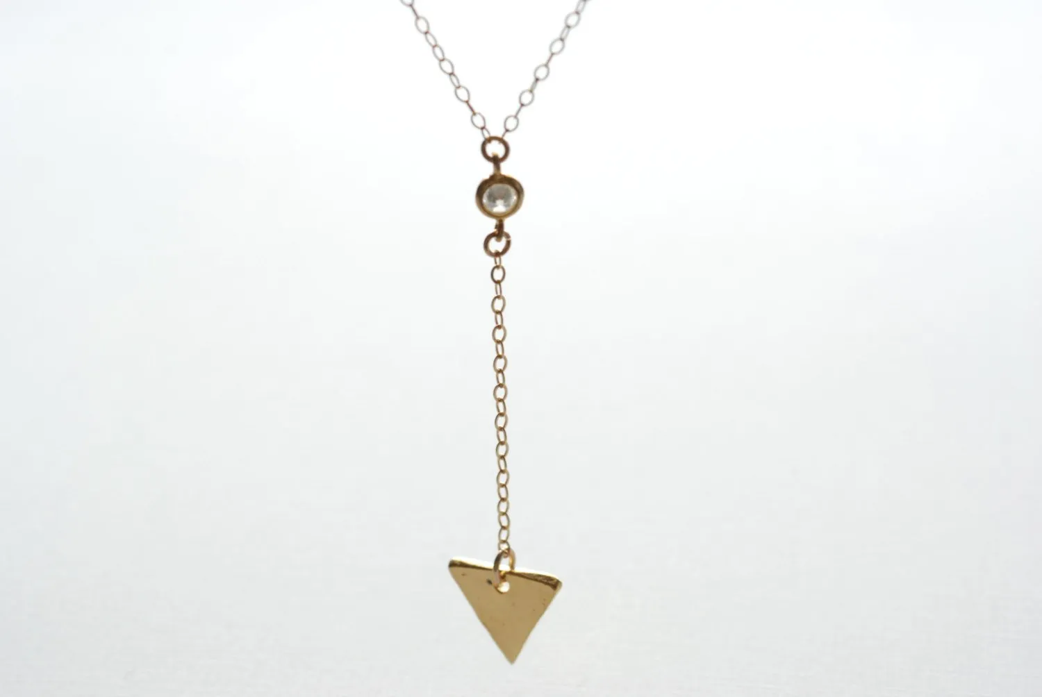 Wholesale Gold Triangle Necklace, Triangle Lariat Necklace, Gold Bar Lariat, Dainty Everyday Necklace