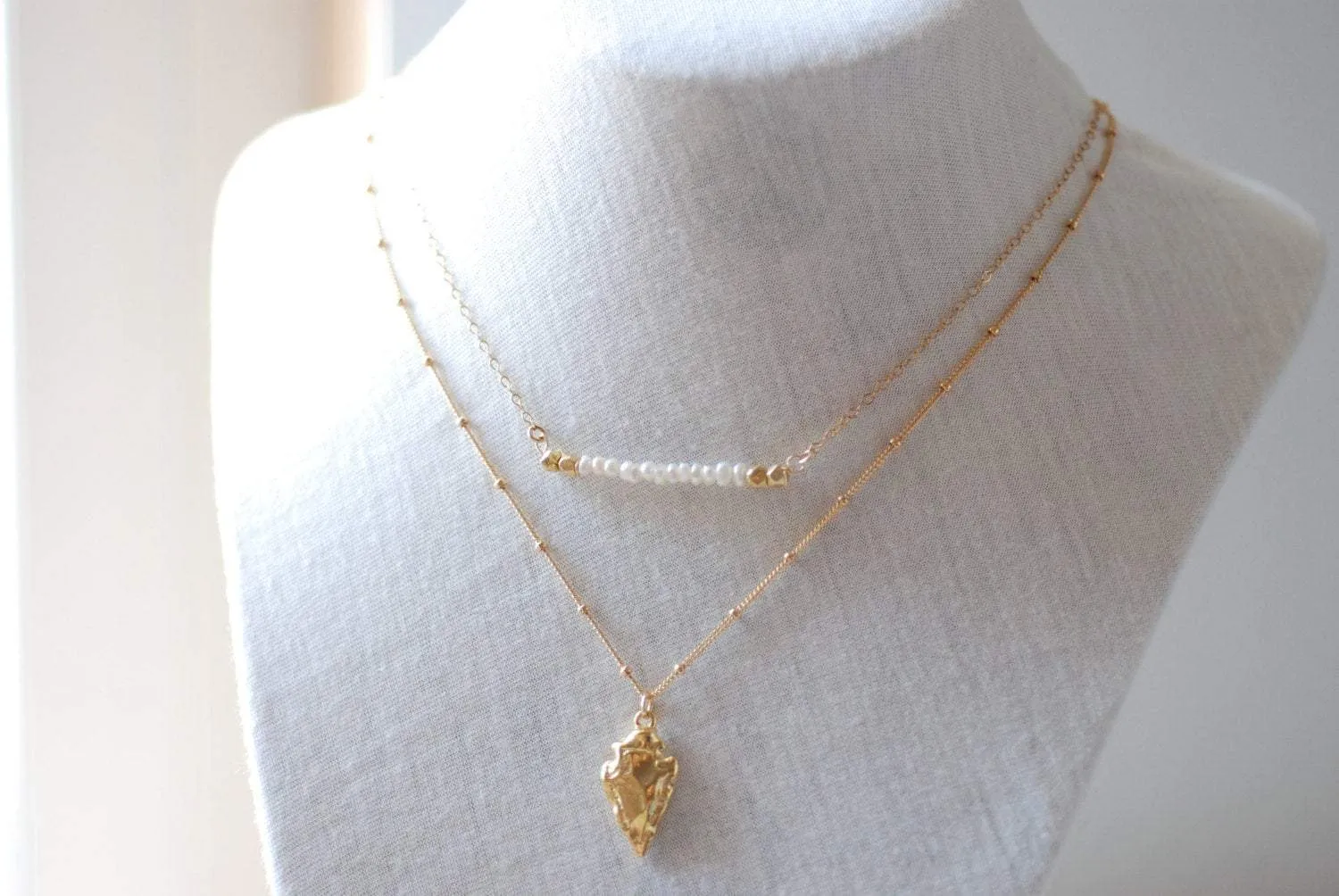 Wholesale Short Gemstone Bar Necklaces, Dainty 14k Gold Fill or Sterling Silver Silver / Delicate Crystal Necklace Bar