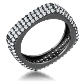 WildKlass 1.29ct CZ Hematite Contemporary Square Band Ring